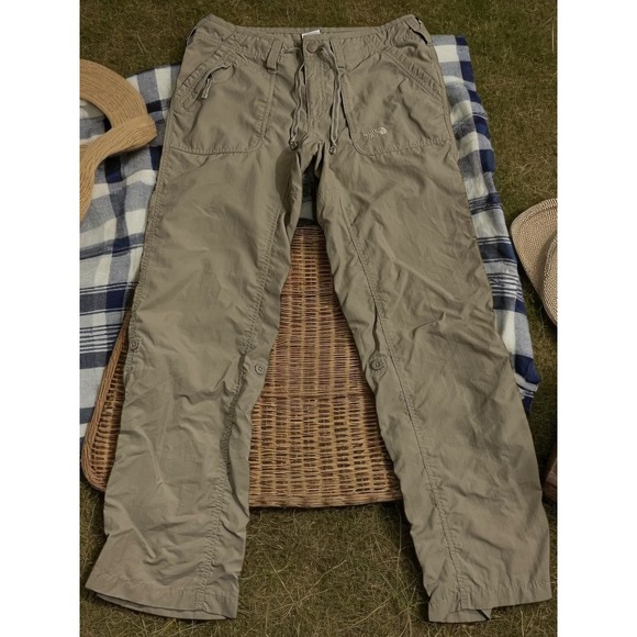 The North Face Womens Tan Nylon Tab Roll Hem Hiking Trail Pants Size 8 - Picture 2 of 9